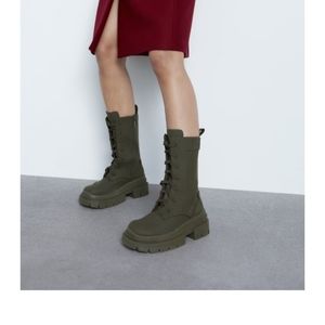 Zara rubberized lace-up boots